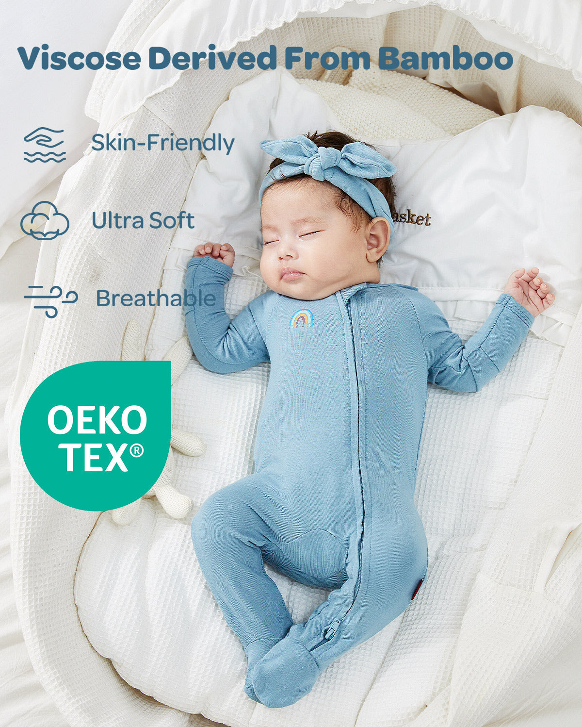 Momcozy Boy Girl Baby Pajamas - Newborn Sleepers - Blue & Grey
